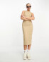 JJXX ribbed racer neck midaxi dress in sand