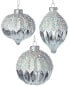 Фото #1 товара Kurt Adler 3Pc 80Mm Glittered Ball, Finial & Onion Glass Christmas Ornaments