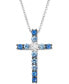 ფოტო #1 პროდუქტის Blueberry Sapphire (5/8 ct. t.w.) & White Sapphire (1/8 ct. t.w.) Cross 18" Pendant Necklace in 14k White Gold