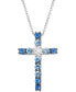 Фото #1 товара Blueberry Sapphire (5/8 ct. t.w.) & White Sapphire (1/8 ct. t.w.) Cross 18" Pendant Necklace in 14k White Gold