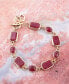 Delicately Genuine Red Onyx Rectangle and Circle Link Bracelet