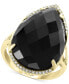 ფოტო #1 პროდუქტის EFFY® Onyx (22 x 15mm) & Diamond (1/10 ct. t.w.) Statement Ring in 14k Gold