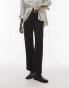 Topshop Tall low slung linen button trouser in black