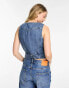 Levi's Jaylah denim waistcoat vest in mid blue BLAU, XS - фото #4