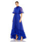 ფოტო #1 პროდუქტის Women's Ruffled High Neck Flutter Sleeve High Low Hem Gown