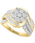 ფოტო #1 პროდუქტის EFFY® Diamond Baguette & Round Cluster Swirl Ring (1-3/8 ct. t.w.) in 14k Gold