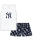 ფოტო #1 პროდუქტის Women's White, Navy New York Yankees Plus Size Tank Top and Shorts Sleep Set