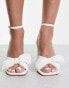 Glamorous Wide Fit mid heel sandals with bow in white