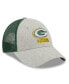 Фото #1 товара Men's Heather Gray, Green Green Bay Packers Pop Trucker 9FORTY Adjustable Hat