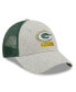 ფოტო #1 პროდუქტის Men's Heather Gray, Green Green Bay Packers Pop Trucker 9FORTY Adjustable Hat