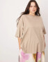 ASOS EDITION Curve oversized premium t-shirt in taupe