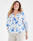 Фото #1 товара Plus Size Shine Floral-Print Blouse, Created for Macy's