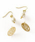 ფოტო #1 პროდუქტის Adhya Cultured Pearl and Oval Stud Earrings, Set of 2