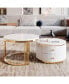 Modern 2-Piece White Round Nesting Coffee Table with Drawers