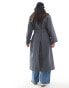 Фото #2 товара ASOS DESIGN Petite funnel neck oversized longline trench coat in navy