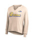 Women's Tan Distressed Los Angeles Rams Go For It Notch Neck Waffle Knit Long Sleeve T-shirt