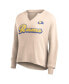 Women's Tan Distressed Los Angeles Rams Go For It Notch Neck Waffle Knit Long Sleeve T-shirt Бежевый, S - фото #3