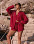 4th & Reckless x Luana Barron barron linen beach short co-ord in cherry red