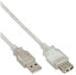 Фото #1 товара InLine USB 2.0 Extension Cable Type A M/F - transparent - 0.5m