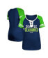 Фото #1 товара Women's College Navy Seattle Seahawks Raglan Lace-Up T-shirt