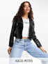 Фото #1 товара ASOS DESIGN Petite ultimate faux leather biker jacket in black