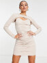 Фото #4 товара Extro & Vert ruched mini long sleeve dress in ecru