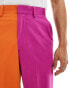 ASOS DESIGN smart co-ord colour block barrel leg trouser in orange and pink