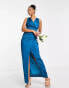 Liquorish – Maxikleid aus Satin in Petrolblau mit Vorderpartie im Wickeldesign und Blumenmuster Grünblau, 34 - фото #4