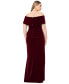 ფოტო #2 პროდუქტის Plus Size Velvet Off-The-Shoulder Ruffle Gown