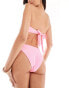 River Island bandeau textured bikini bottom in bright pink