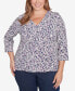 Фото #1 товара Plus Size Printed Essentials 3/4 Sleeve Top