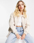 ASOS DESIGN faux leather quilted bomber jacket in cream