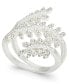 ფოტო #1 პროდუქტის Fine Silver Plate Crystal Leaf Wrap Ring, Created for Macy's