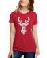 ფოტო #1 პროდუქტის Women's Premium Blend Santa's Reindeer Word Art T-shirt