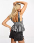 ASOS DESIGN elastic back sleeveless milkmaid top in gingham