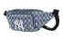 Фото #3 товара MLB Monogram系列 复古老花字母大Logo NY纽约洋基队 棉质 斜挎包腰包 男女同款 牛仔蓝 / Сумка MLB Monogram Logo NY 32BGCD011-50U