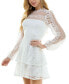 Фото #3 товара Juniors' Long-Sleeve Tiered Lace Dress