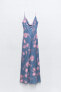 Фото #3 товара Платье с принтом и драпированным вырезом ZARA