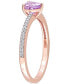 ფოტო #5 პროდუქტის Pink Amethyst (3/8 ct. t.w.) & Diamond (1/10 ct. t.w.) Heart Promise Ring in 10k Rose Gold