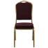 Фото #3 товара Hercules Series Crown Back Stacking Banquet Chair In Burgundy Patterned Fabric - Gold Frame