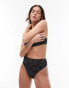 Topshop high waist bikini bottoms in black leaf glitter