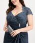 Plus Size Sequined-Lace Ruched Gown