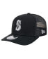 ფოტო #1 პროდუქტის Men's Black Seattle Mariners Canvas 9SEVENTY COOLERA Stretch-Snap Hat