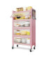 Фото #1 товара 56.2" Tall Kitchen Storage Cabinet, 5 Tier Pantry Cabinet, 4 Door Accent Cabinet, Pink