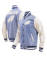 Фото #1 товара Men's Denim Distressed Philadelphia Eagles Varsity Blues Full-Snap Varsity Jacket
