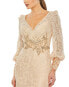 Women's Lace Long Sleeve V Neck Embellished Gown