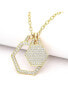 Фото #2 товара Rivka Friedman double Cubic Zirconia Hexagon Charm Necklace