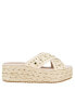 Фото #3 товара Women's Gladda Studded Flatform Raffia Slip-On Crossband Wedge Sandals