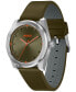 ფოტო #2 პროდუქტის Men's Bright Quartz Olive Leather Watch 42mm