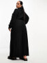 Фото #4 товара ASOS DESIGN Curve linen utility maxi belted shirt dress in black